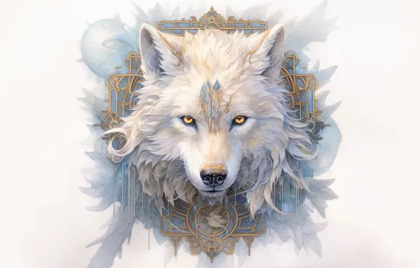 White, look, face, sign, wolf, portrait, white background, symbol