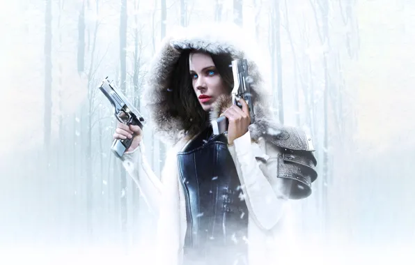 Picture Girl, Kate Beckinsale, Action, Fantasy, Beautiful, Winter, Tree, Warrior