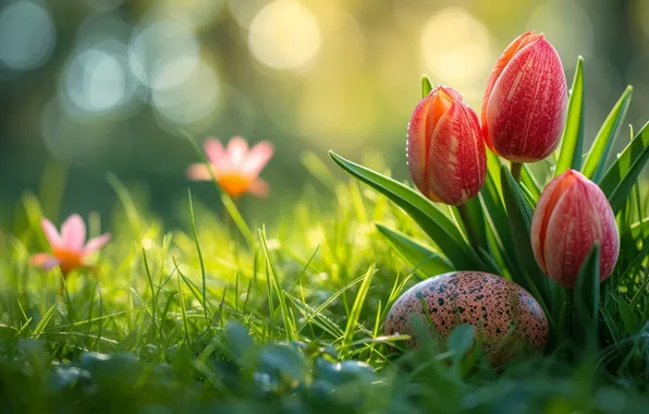 Flowers, holiday, eggs, spring, Easter, painted, eggs, Easter