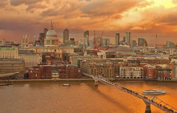 Picture bridge, river, England, London, home, Thames, St. Paul's Cathedral
