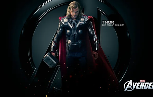 Picture hammer, cloak, Thor, the Avengers, THOR, THE GOD OF THUNDER