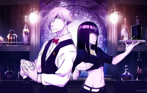 Picture girl, anime, art, guy, anime, GemmaQw, Death Billiards, Quindecim