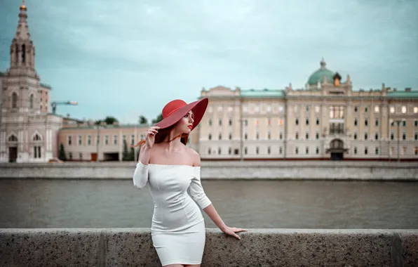 Girl, the city, dress, hat, Russia, Nadia, George Chernyadev, Hope Niyazova