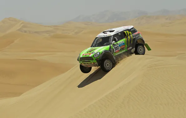 Green, Sport, Desert, Mini Cooper, Rally, Dakar, Dakar, Rally