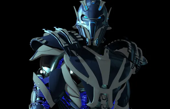 Robot, black background, 3D graphics