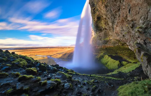 Squirt, rock, waterfall, Iceland