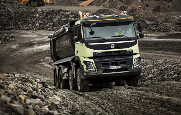 Road, stones, dust, Volvo, truck, Volvo, 2013, quarry
