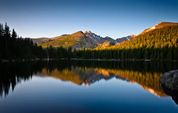 Autumn, forest, mountains, nature, lake