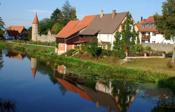 The sky, the city, river, Germany, Bayern, Ornbau