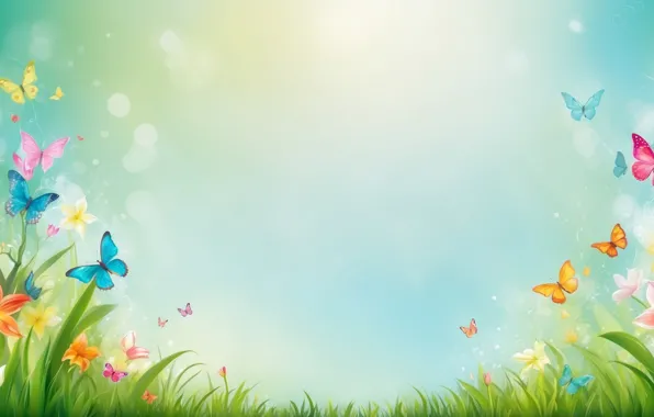 Flowers, green background, composition, AI art, neural network