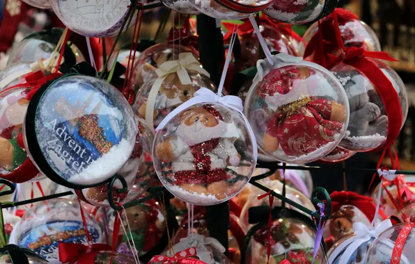 Balls, holiday, balls, toys, Christmas, transparent, New year, figures