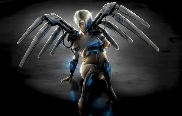 Girl, robot, wings