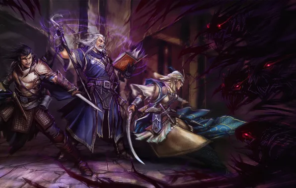 Girl, darkness, magic, monster, sword, battle, warrior, fantasy