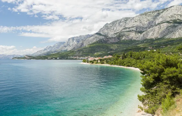 Sea, coast, Croatia, Adriatica, Biokovo Mountains, Tucepi, Makarskaya Riviera
