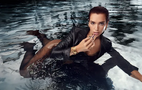 Look, water, girl, decoration, pose, photo, black, wet