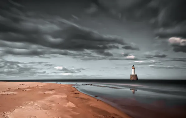 Picture sea, shore, lighthouse