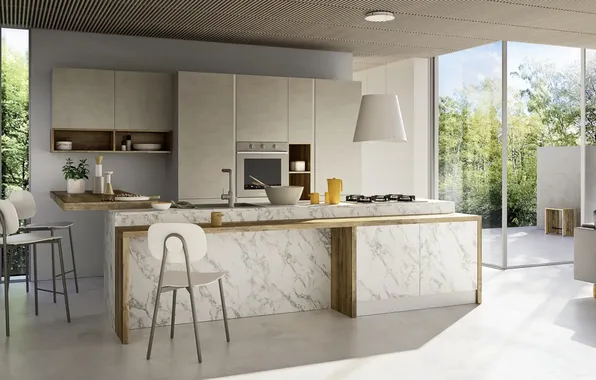 Style, Villa, interior, Italy, kitchen, dining room, dining area, Italian design