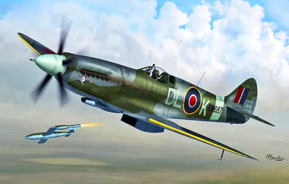 Picture Supermarine Spitfire, V-1, V-1, Spitfire Mk.XIV, weapon of retribution-1