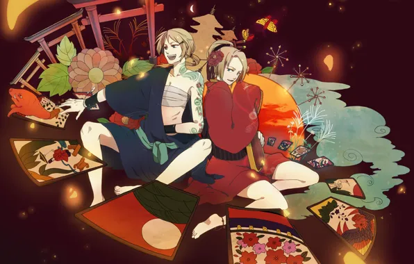 Card, girl, guy, two, Vocaloid, Vocaloid, Kagamine Len, Kagamine Rin