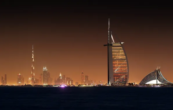 Night, The city, Light, Skyscrapers, City, Light, Beautiful, Dubai
