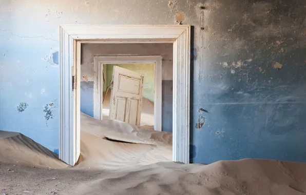 Sand, wall, door, dunes, room