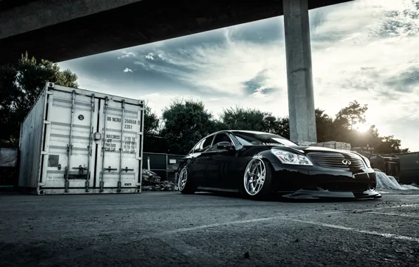 Infiniti, Infiniti, black, Tuning, stance, G37, Vossen