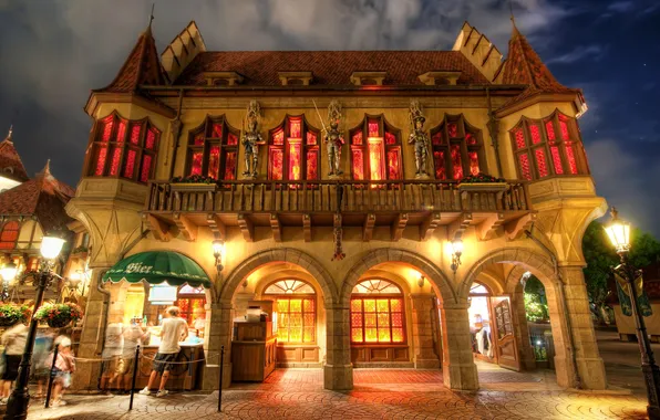 The sky, lights, castle, HDR, home, the evening, bridge