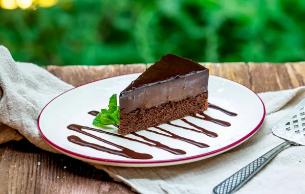 Plate, cake, cake, dessert, chocolate, souffle