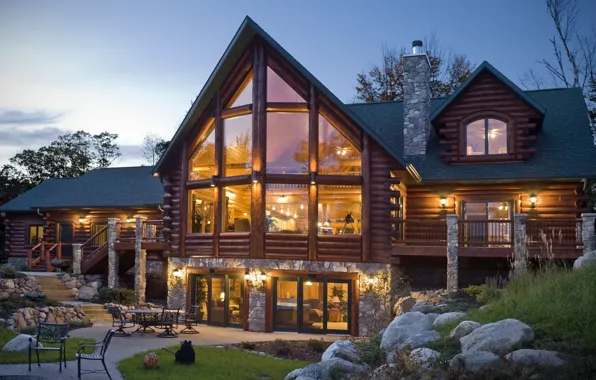 Picture light, Villa, home, the evening, garden, terrace