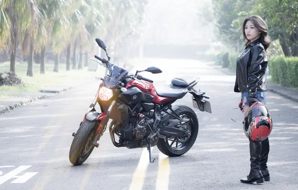 Girl, young, beautiful, motorcycle, model, pretty, asian, boots