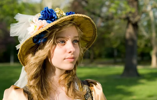 Look, girl, face, blonde, hat