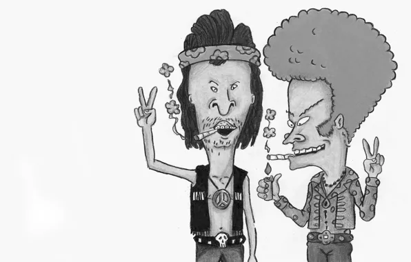 Picture the world, Hippie, gesture, Beavis and Butt-head, assholes, peace dudes, Beavis and Butthead, hippy