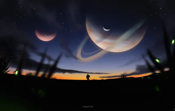 People, Planet, Space, Planet, Silhouette, Art, Illustration, Carlos Alan Maya Navarro