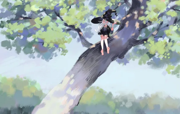 Girl, tree, witch