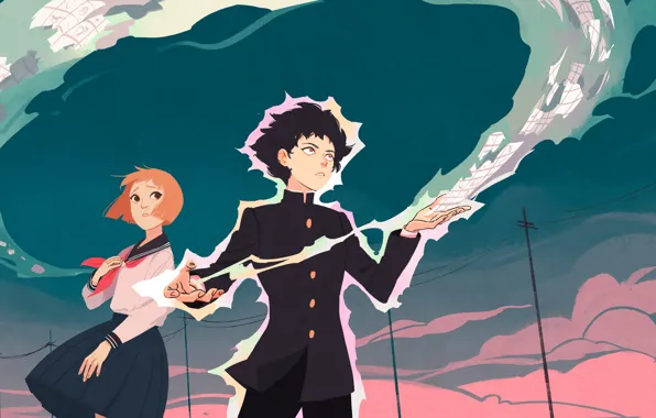 Picture girl, art, Mob Psycho 100, Kageyama Shigeo, Mob psycho 100