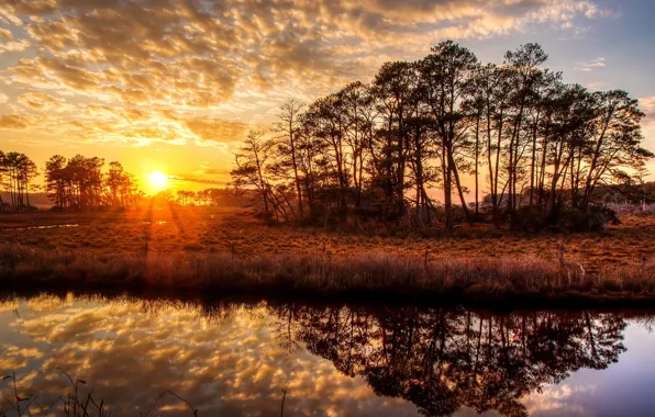 Landscape, sunset, nature, beauty