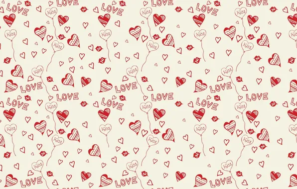 Background, love, kiss, hearts, Heart
