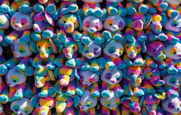 Light, toys, texture, Panda, elephants, bears, colorful, bears