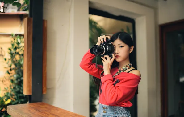 Picture girl, camera, Asian