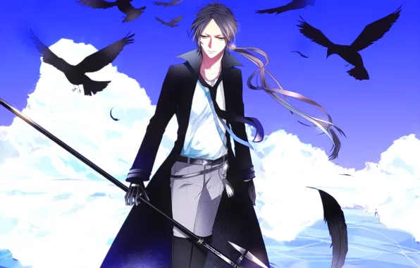 Birds, anime, art, guy, Katekyo Hitman Reborn!, Rakudo Mukuro, Teacher mafia Reborn!
