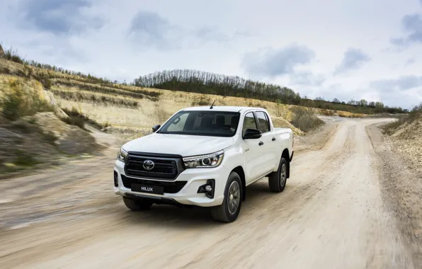 Picture road, white, movement, Toyota, pickup, Hilux, primer, Special Edition