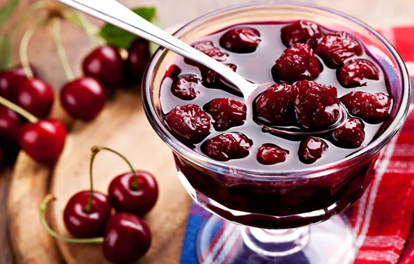Picture berries, cherry, jam