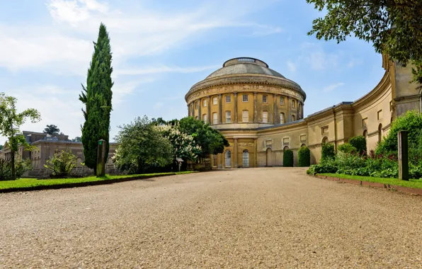 Road, trees, the building, England, house, England, Ickworth