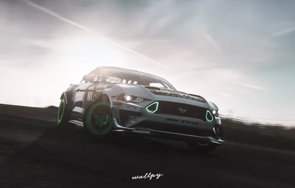 Picture Mustang, Ford, Microsoft, RTR, Monster Energy, game art, 2019, Forza Horizon 4