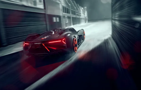Picture Lamborghini, Light, Speed, Hypercar, Rear, The Third Millennium