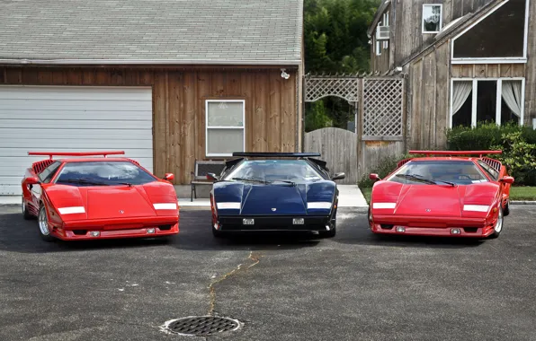 Picture red, black, Lamborghini, Trio