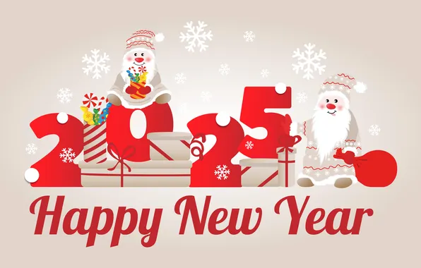 Winter, snow, snowflakes, the inscription, vector, figures, gifts, red