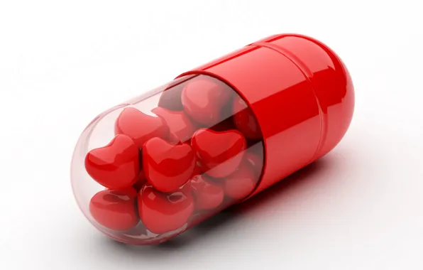 Picture heart, capsule, white background