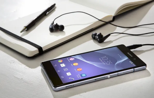 Picture Headphones, Sony, Notepad, Xperia, Smartphone, Handle