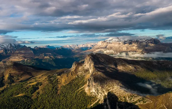 Picture the sky, clouds, mountains, tops